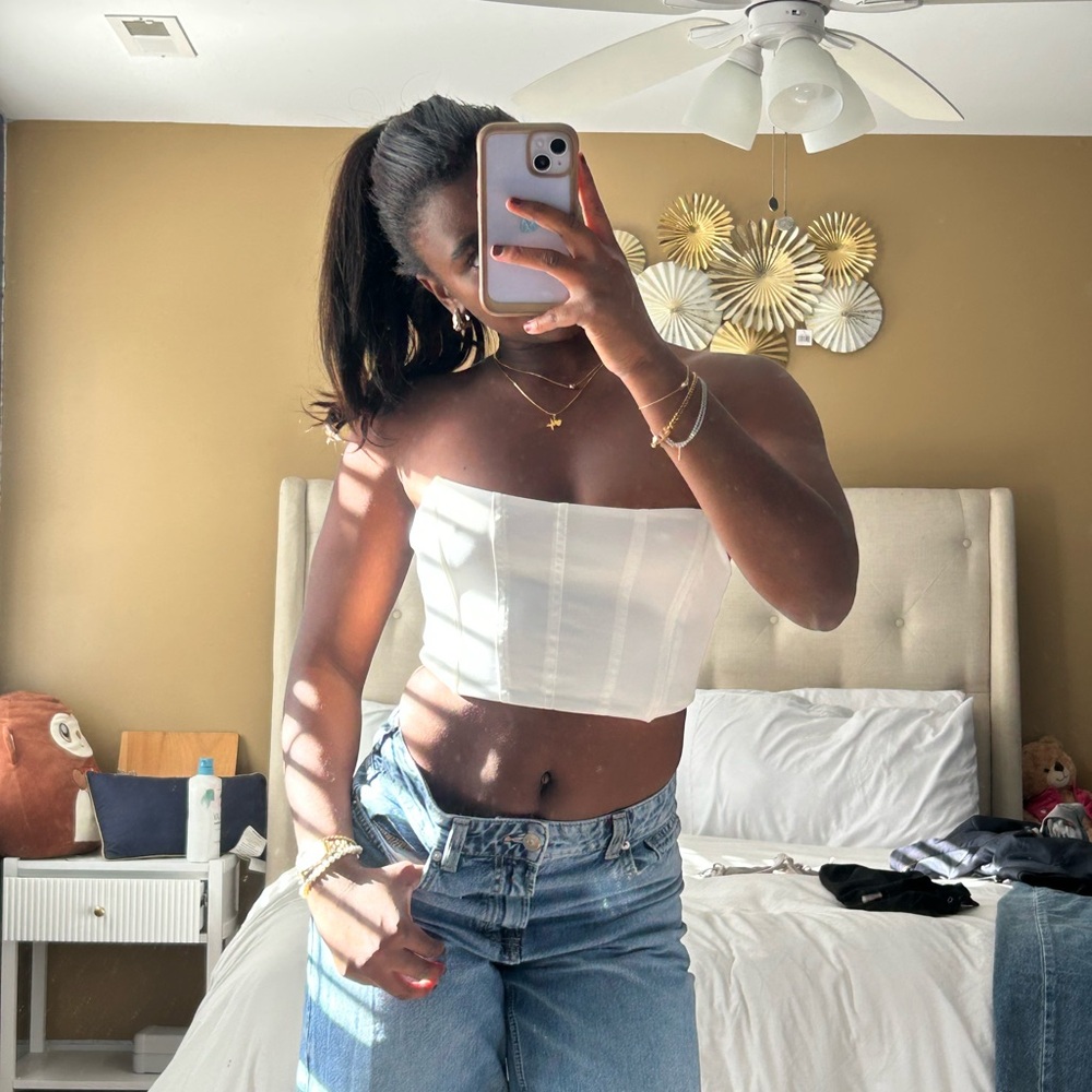 SHEIN White Strapless Crop Top